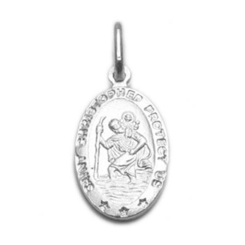 St. Christopher Oval Medal (25mm). Sterling Silver