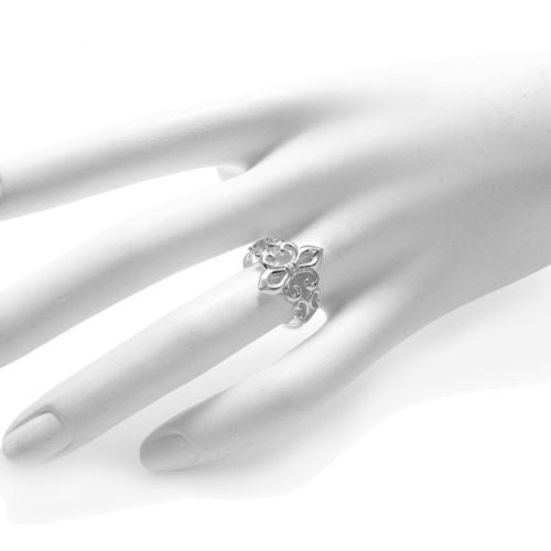 Stylish Modern Fleur-De-Lis Ring in Sterling Silver