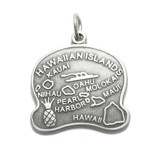 Rhodium Plated 925 Sterling Silver Louisiana State Map Pendant 