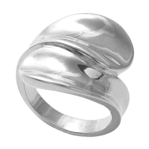 Sophisticated Art Deco inspired wrap ring with concave contours. Wholesale Sterling Silver Rings. Main photo.