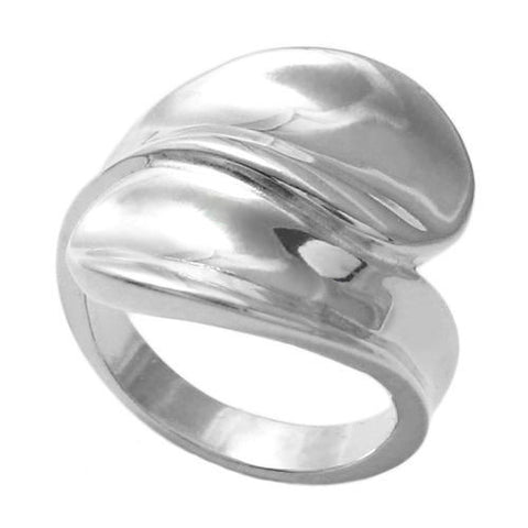 Sophisticated Art Deco inspired wrap ring with concave contours. Wholesale Sterling Silver Rings. Main photo.