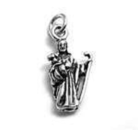 Shepherd Holding a Lamb Charm in 3D. Sterling Silver