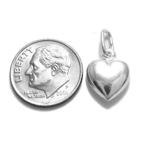 Small Puffed Heart Charm. Sterling Silver