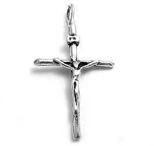 Thin Crucifix Cross Charm in Sterling Silver