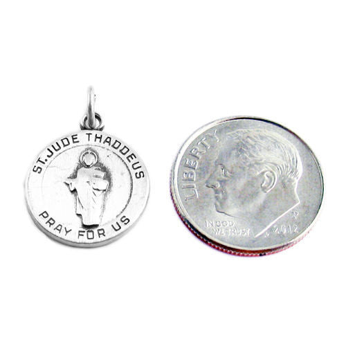 St. Jude Thaddeus "Pray For Us" Artistic Medal (14mm) in Sterling Silver