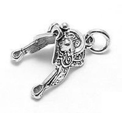 Horse Saddle Charm in 3D. Sterling Silver