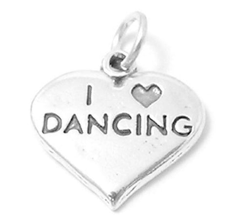 "I Love ❤ Dancing" Charm Sterling Silver