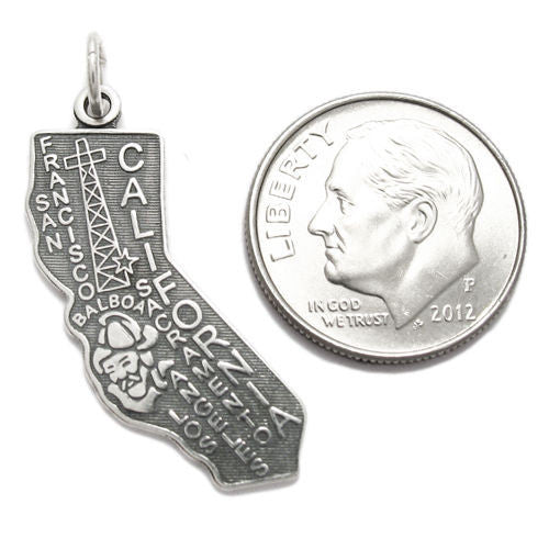 California State Charm in Sterling Silver