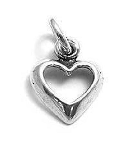 Small Open Heart Charm. Sterling Silver