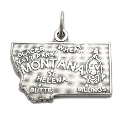 Montana State Charm in Sterling Silver