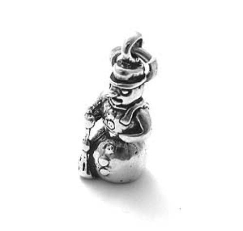 Snowman Charm in 3D. Sterling Silver