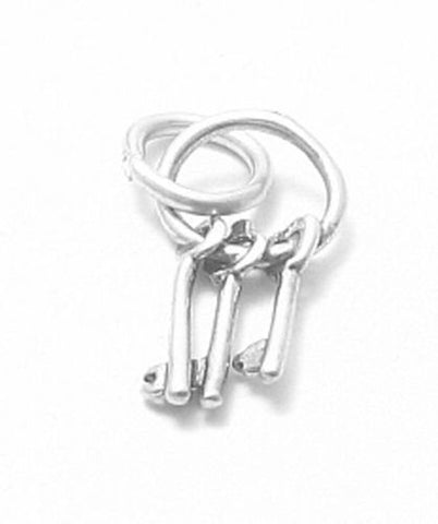 Set of Keys on Key Ring Charm. Sterling Silver