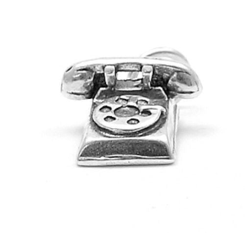 Retro Rotary Telephone Charm. Sterling Silver
