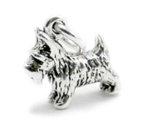 Scottish Terrier Charm in 3D. Sterling Silver