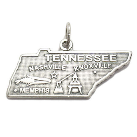 Tennessee State Charm in Sterling Silver