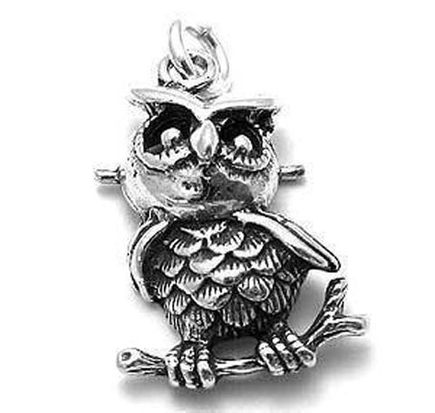 Owl Charm in Sterling Silver.