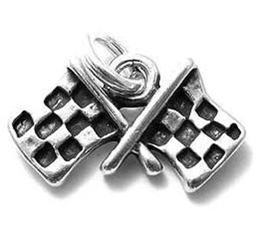 Checkered Flags Charm in Sterling Silver
