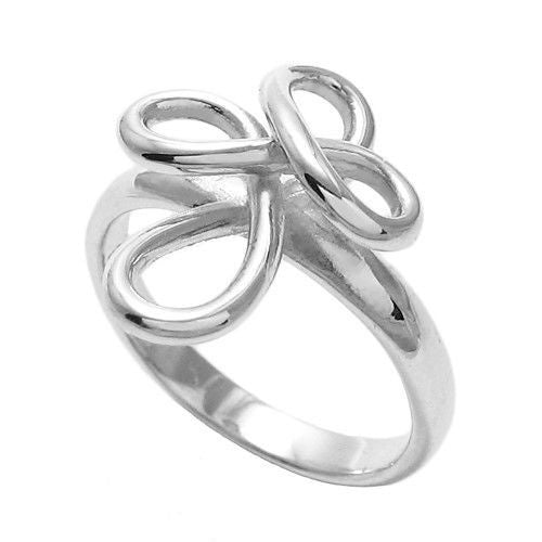 Ravishing Crossed Double Infinity Ring. Wholesale Sterling Silver Rings. Main photo.