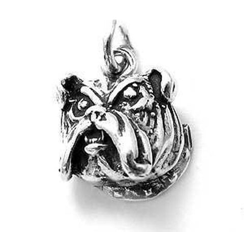 Bulldog Head Charm in Sterling Silver