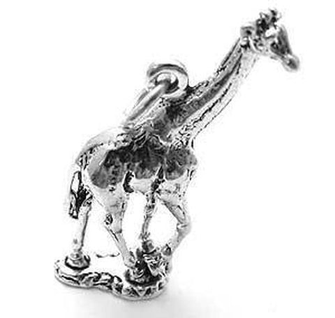 Giraffe Charm in 3D Sterling Silver.
