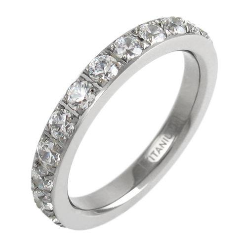 Stunning 2.0 Carat CZ Eternity Wedding Band Ring in Titanium
