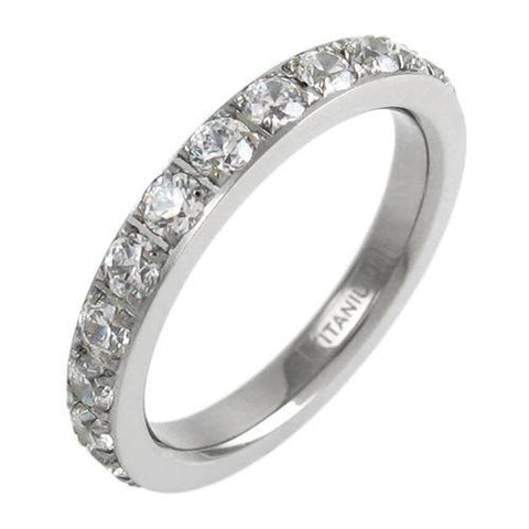Stunning 2.0 Carat CZ Eternity Wedding Band Ring in Titanium