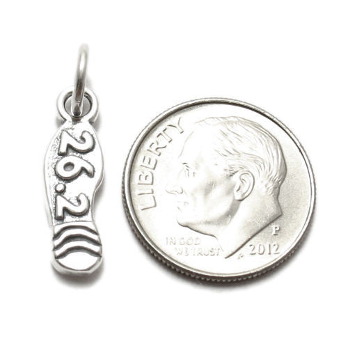 Marathon Footprint with "26.2" Charm in Sterling Silver