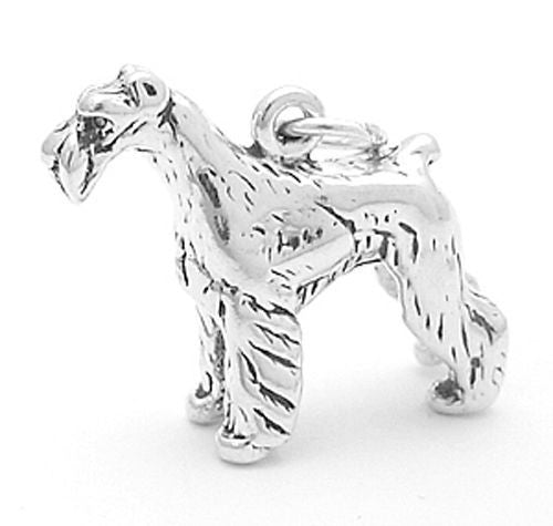 Schnauzer Dog Charm in 3D. Heavy Charm. Sterling Silver.
