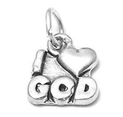 "I ❤ (Love) God" Charm in Sterling Silver.