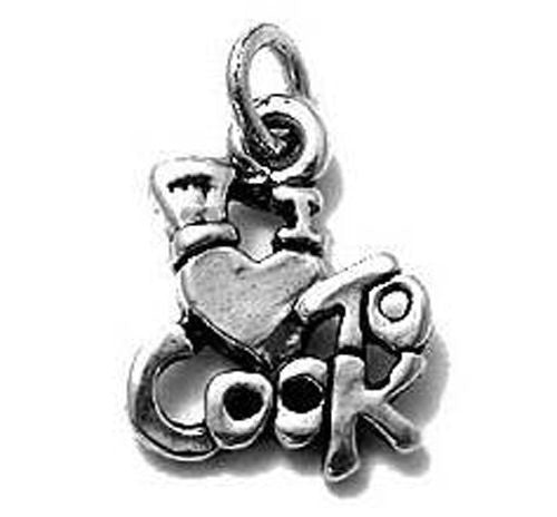 "I Love ❤ to Cook" Charm in Sterling Silver