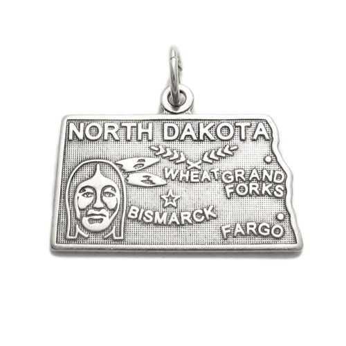 North Dakota State Charm in Sterling Silver