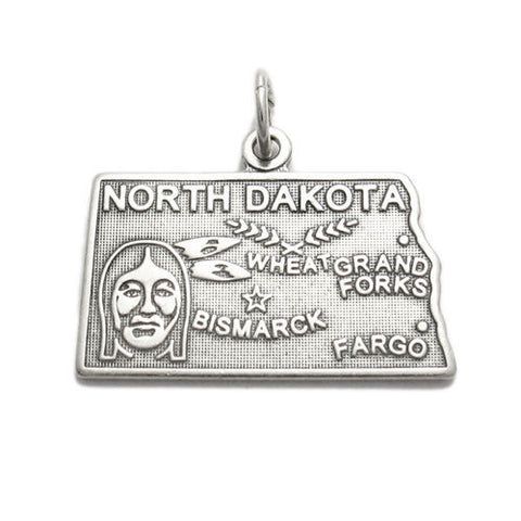 North Dakota State Charm in Sterling Silver