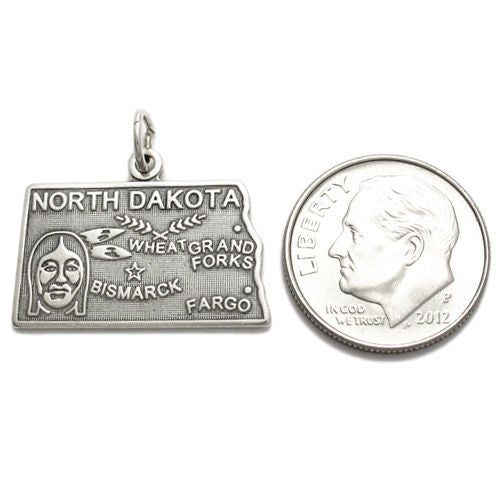 North Dakota State Charm in Sterling Silver