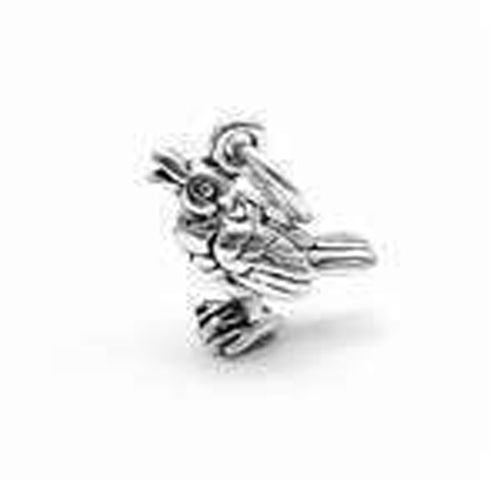 Calling Bird Charm in 3D. Sterling Silver.