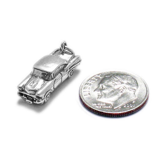 50's Hot Rod Charm in 3D. Sterling Silver