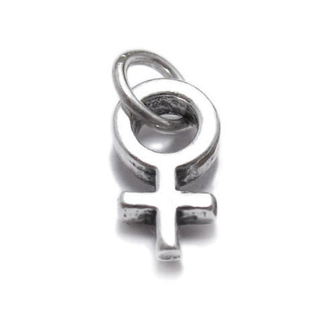 Female Venus Symbol Charm. Sterling Silver