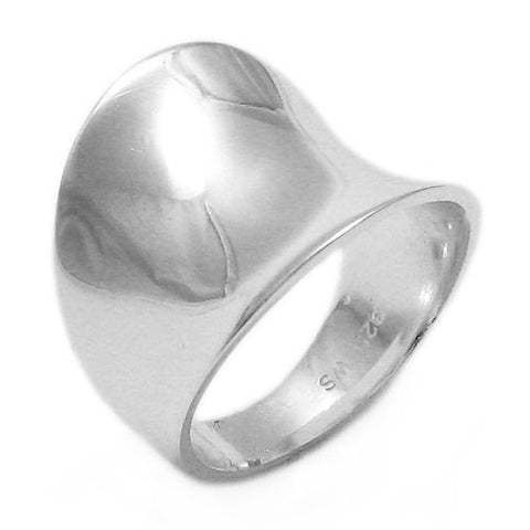 Modern Saddle Shaped Cigar Band Ring. Wholesale Sterling Silver Rings. Main photo.