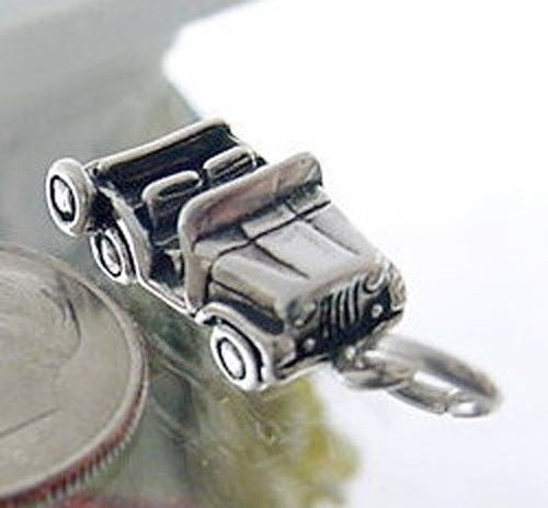 Army Jeep Charm in 3D. Sterling Silver