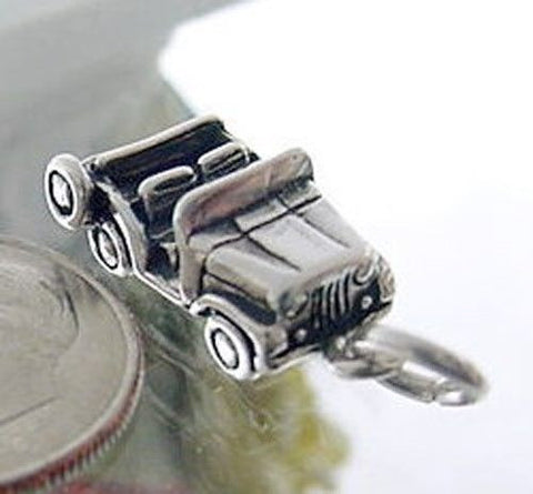Army Jeep Charm in 3D. Sterling Silver