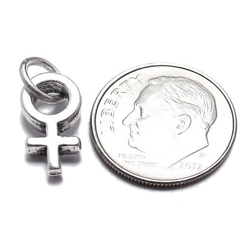 Female Venus Symbol Charm. Sterling Silver