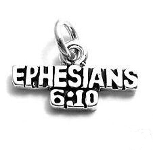 "EPHESIANS 6:10" Charm in Sterling Silver