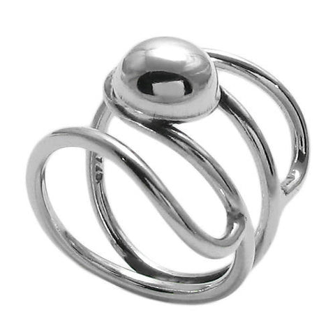 Unique and Artistic Ball Caught in Rails Ring in Sterling Silver.
