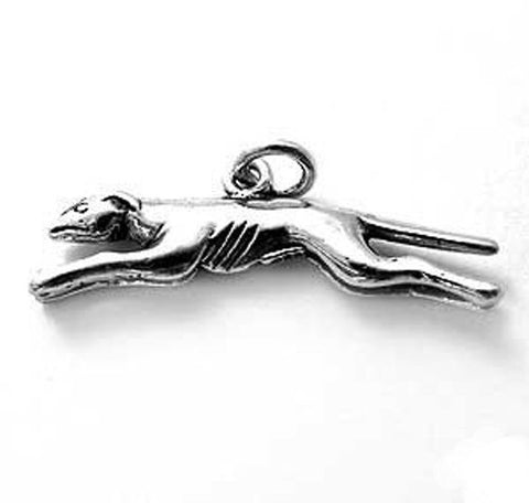 Greyhound in Mid-Leap Charm in Sterling Silver