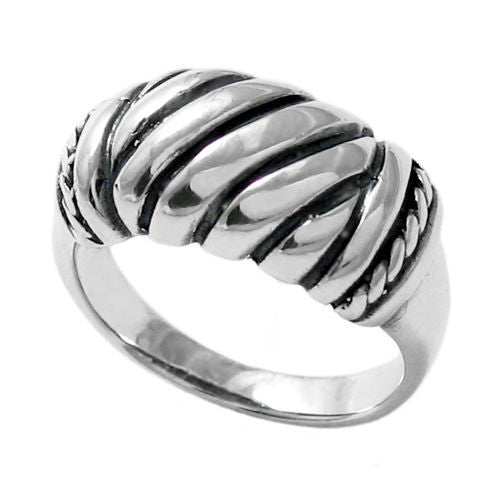 Classic shrimp ring with a modern twist, a beaded edge. Wholesale Sterling Silver Rings.