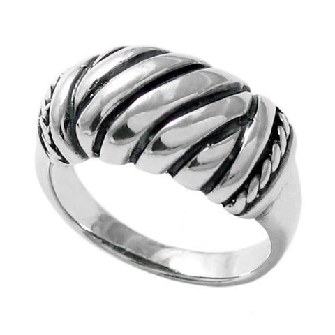 Classic shrimp ring with a modern twist, a beaded edge. Wholesale Sterling Silver Rings.