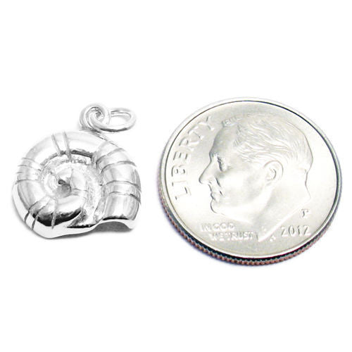 Snail Shell Charm with Euro Bead. Sterling Silver