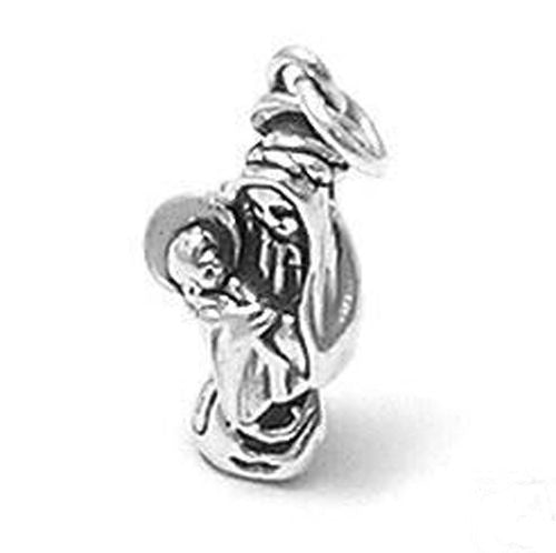 Virgin Mary Holding Baby Jesus Charm in Sterling Silver
