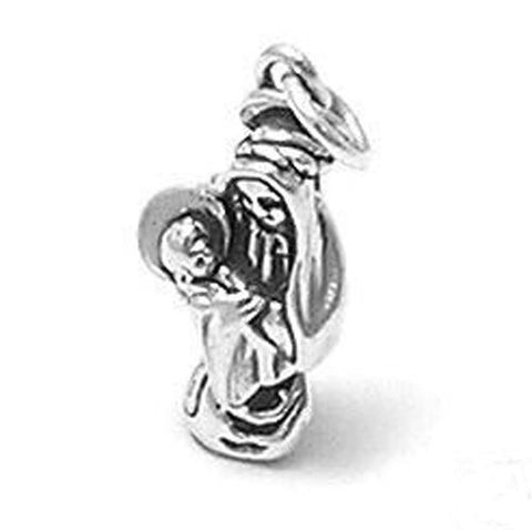 Virgin Mary Holding Baby Jesus Charm in Sterling Silver