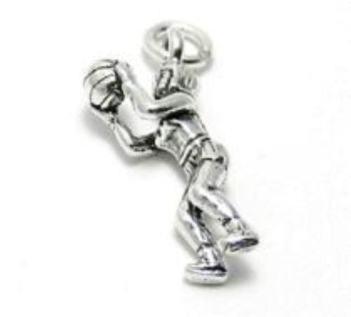Female Basketball Player Charm in 3D. Sterling Silver
