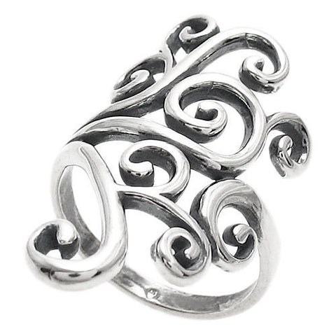 Exquisitely intricate ring in a beautifully complicated tribal art pattern. Wholesale Sterling Silver Rings.